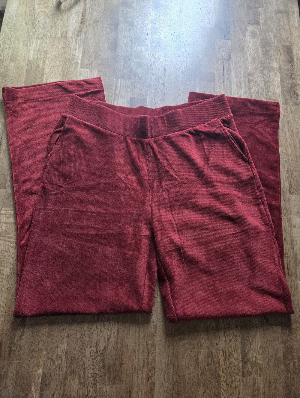 Ribbed Velour Cozy Rich Red Lounge Pants